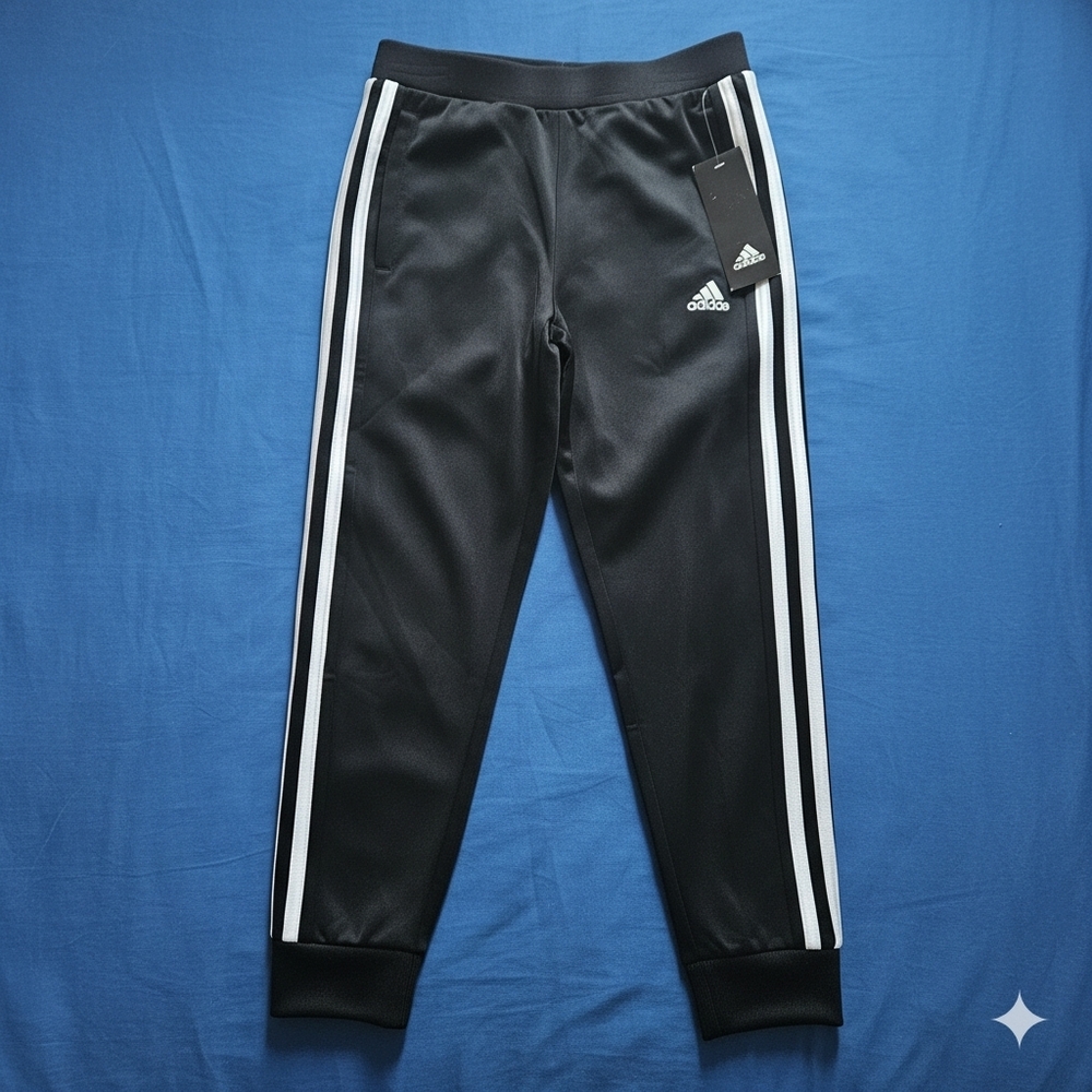 adidas Black Jogger Pants with White Side Stripes